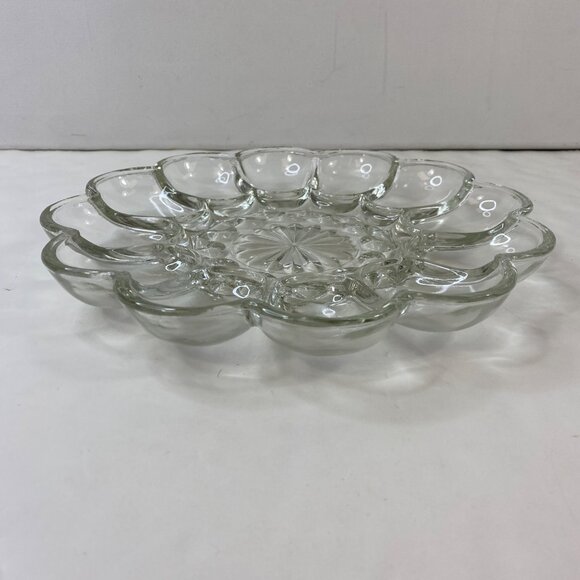 Anchor Hocking Fairfield Glass 10" Egg Oyster Plate Vintage - Picture 2 of 11